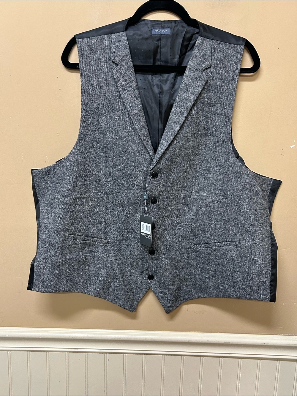 Madison Modern Fit Gray Mens Vest Size XXL NWT